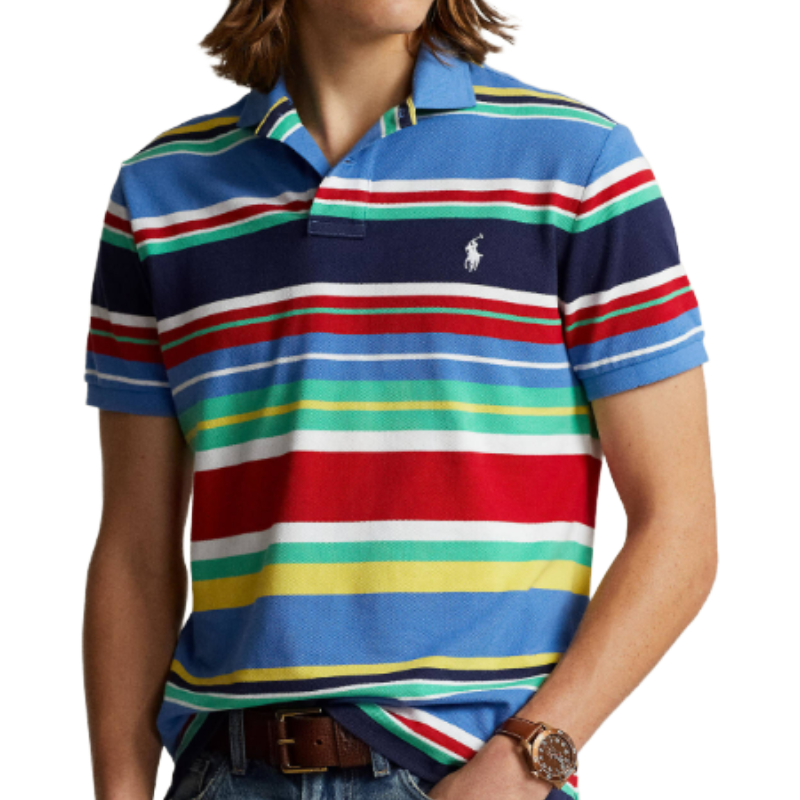Ralph Lauren Men's Blue/Multi Cotton Polo Shirt Medium