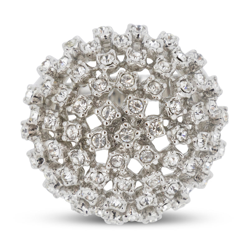 Covet Rhodium Dome Pave Silver Ring - Size 5