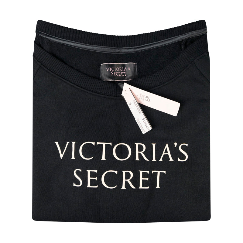 Victoria's Secret Off Shoulder Fleece Black Sweatshirt