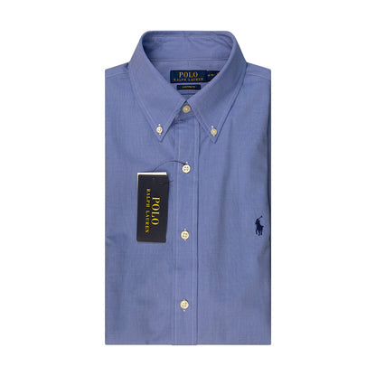 Ralph Lauren Men's Custom Fit Stretch Poplin Shirt Blue