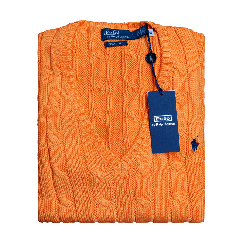 Ralph Lauren Polo Prima Cotton Cable Knit Jumper Orange