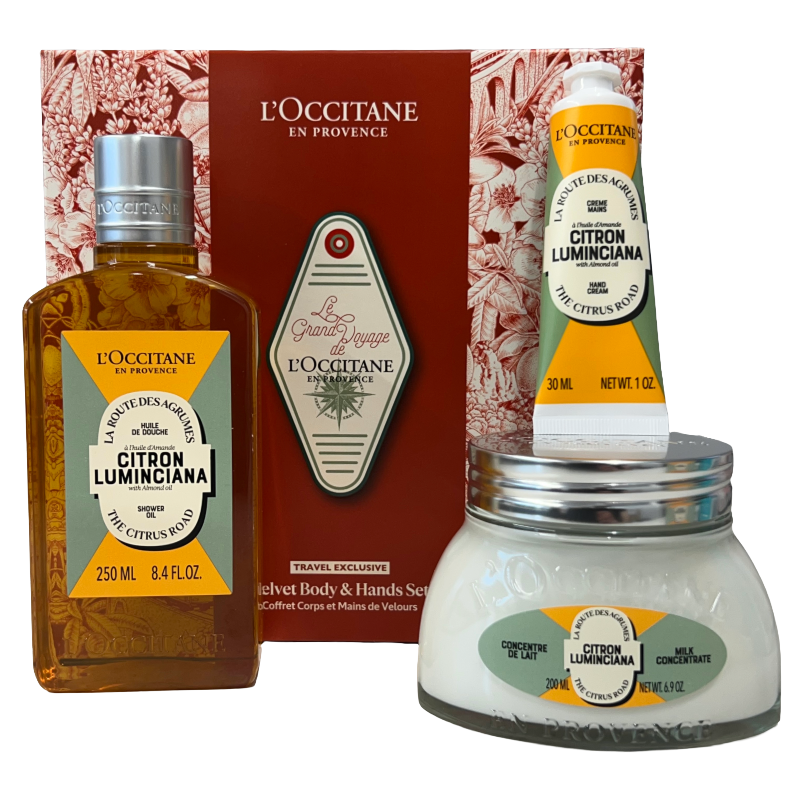 L'Occitane Le Grand Voyage Velvet Body & Hands Set Citron Luminciana Shower Oil 250ml Citron Luminciana MIlk Concentrate 200ml Citron Luminciana Hand Cream 30ml