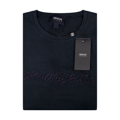 Armani Jeans Logo Long Sleeved Navy T-Shirt 6Y5T20 Women's
