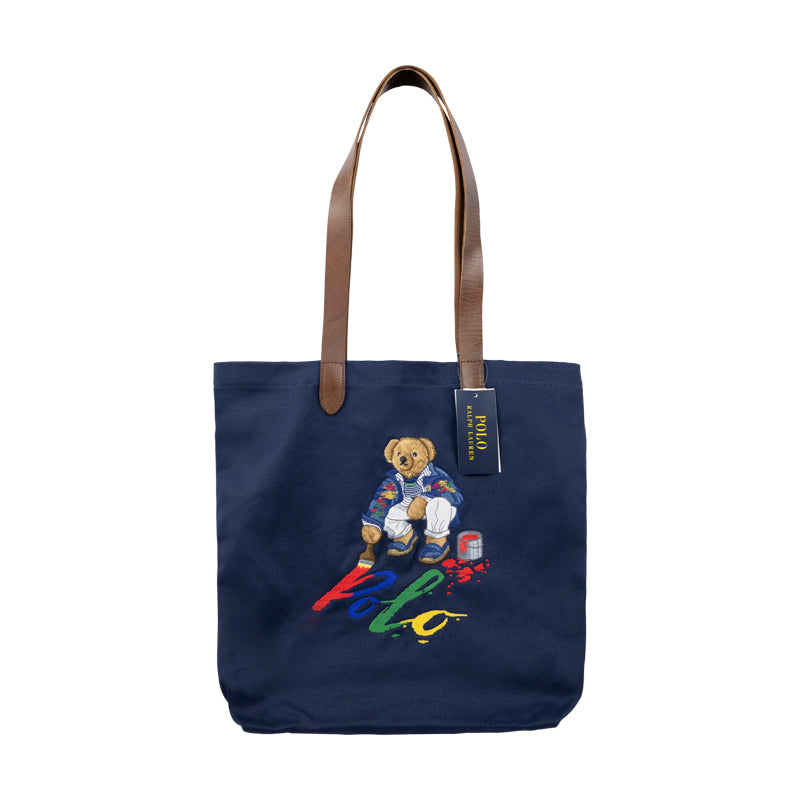 Ralph Lauren Polo Bear Twill Shopper Tote Bag Navy