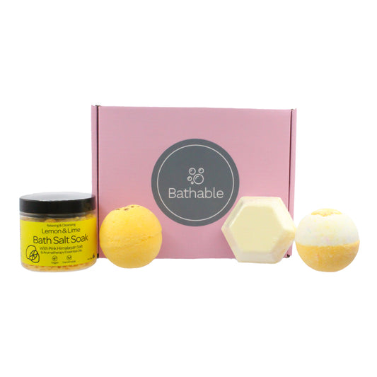 Bathable Lemon & Lime Bath Bomb & Salt Soak Gift Set