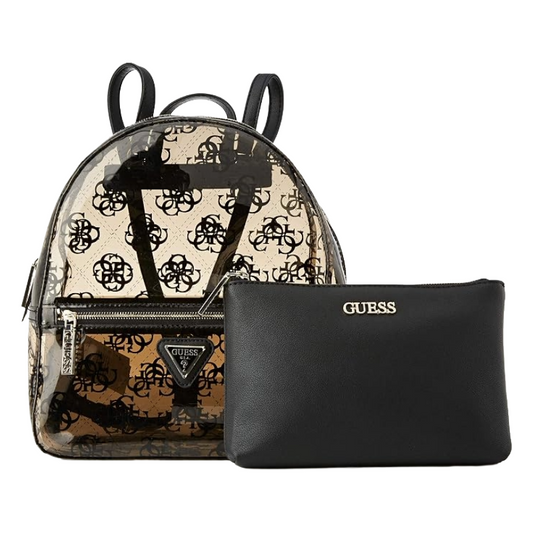 Guess Women's Tash Backpack Black See Through & Black Purse