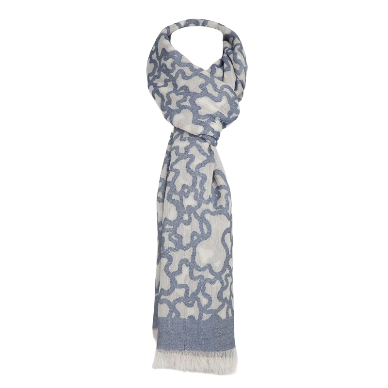 Tous Blue & White Cotton Scarf
