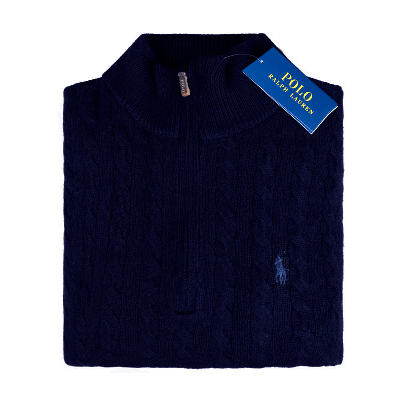 Polo Ralph Lauren Half Zip Cable Knit Jumper Navy