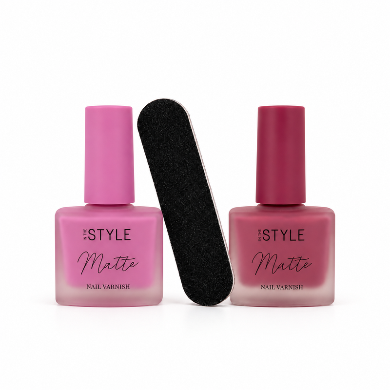 In The Style Flaming Pink and Fire nail varnishes with black nail file