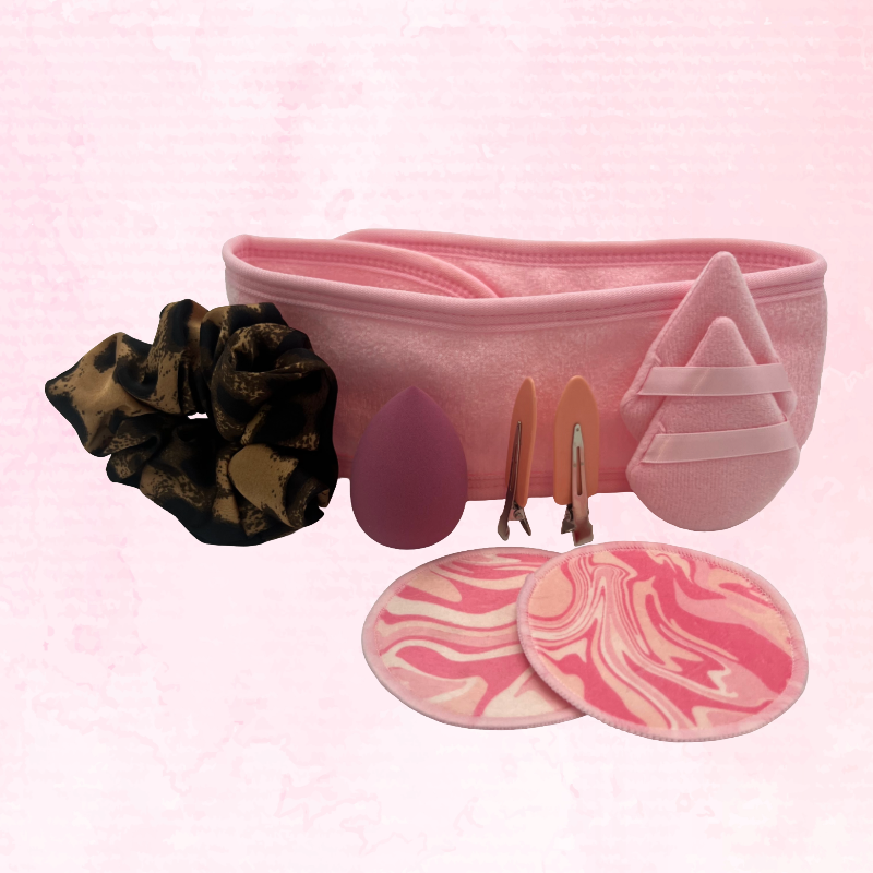 Makeup Accessories Set Sponge, Puffs, Hair Clips & Headband