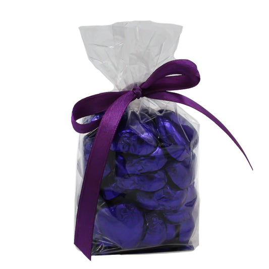 Luxury Solid Milk Chocolate Foil Hearts 30 Purple