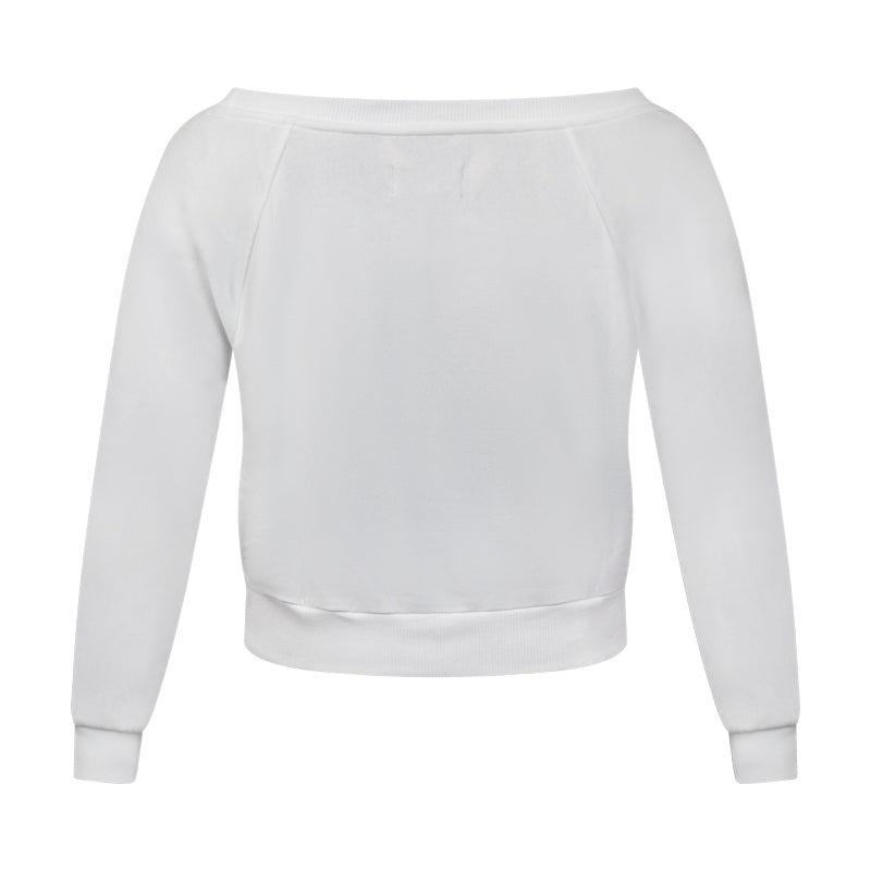 Victoria's Secret Off Shoulder Fleece White Sweatshirt