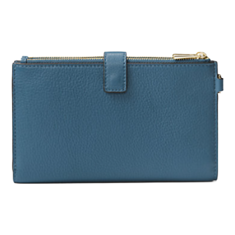 Michael Kors Jet Set Double Zip Leather Wristlet Purse Blue