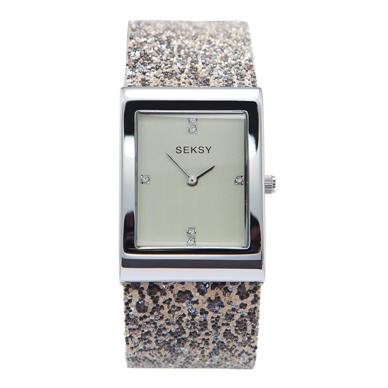 Sekonda Seksy Champagne Dial Glitter Leopard Ladies Bracelet Watch 2851
