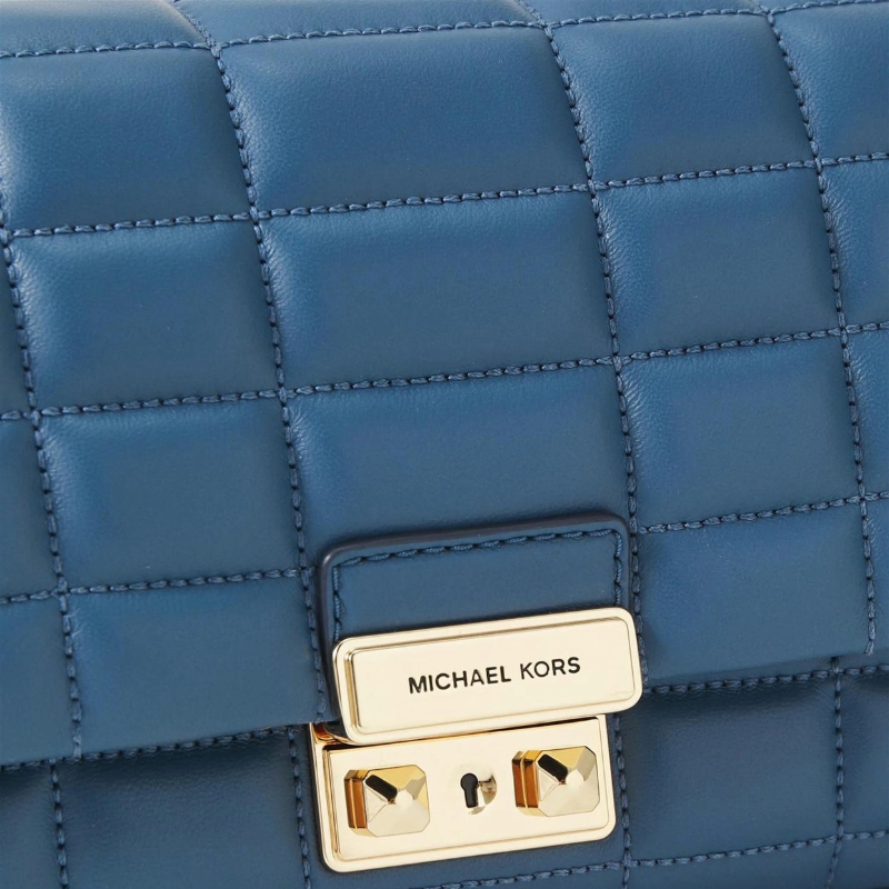 Michael Kors Tribeca Leather Convertible Crossbody Bag Chambray Blue