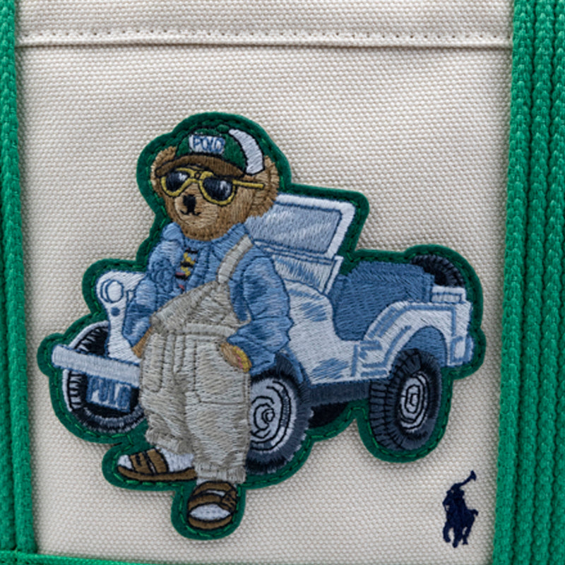 Ralph Lauren Polo Canvas Medium Polo Bear Tote Bag Green