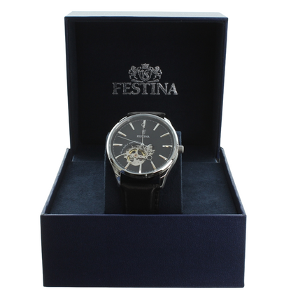 Festina Men's Automatic Watch With Black Leather Strap F6846-4