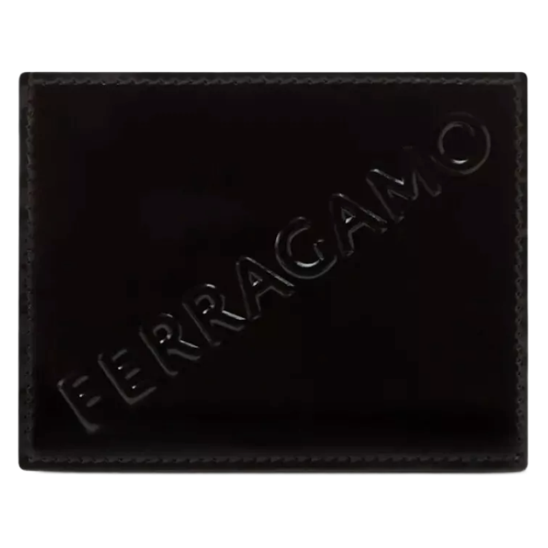 Salvatore Ferragamo Black Leather Credit Card Holder