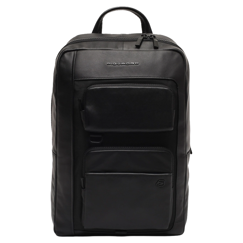 Piquadro 14 inch Laptop Leather Backpack CA6442W131/N Black
