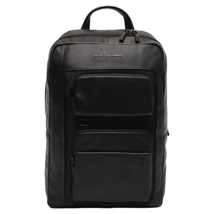 Piquadro 14 inch Laptop Leather Backpack CA6442W131/N Black