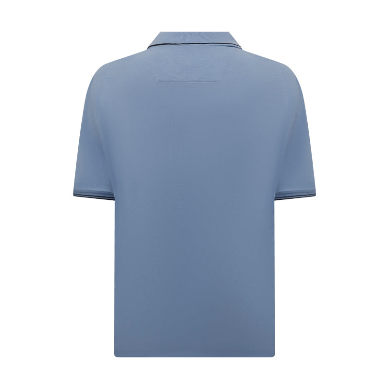 Fynch Hatton Men's Striped Collar Polo Shirt Light Sky Blue