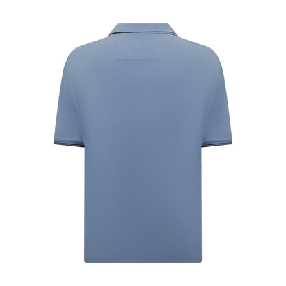 Fynch Hatton Men's Striped Collar Polo Shirt Light Sky Blue