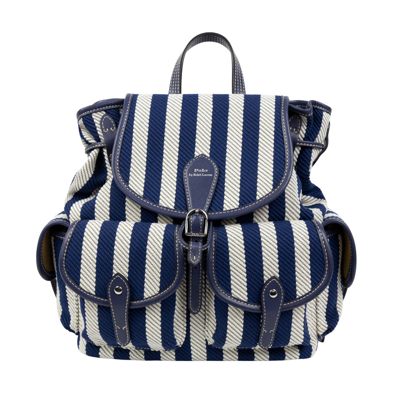 Ralph Lauren Polo Canvas Backpack Striped Navy & White