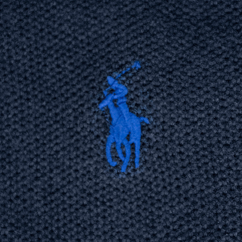 Ralph Lauren Polo Textured Cotton Crewneck Sweater Navy