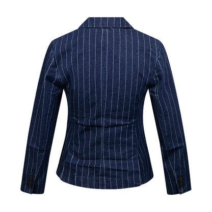 Ralph Lauren Polo Pinstripe Denim Blazer Indigo