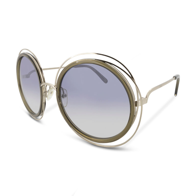 Chloe Gold Blue Lens Round Sunglasses CE120S 750