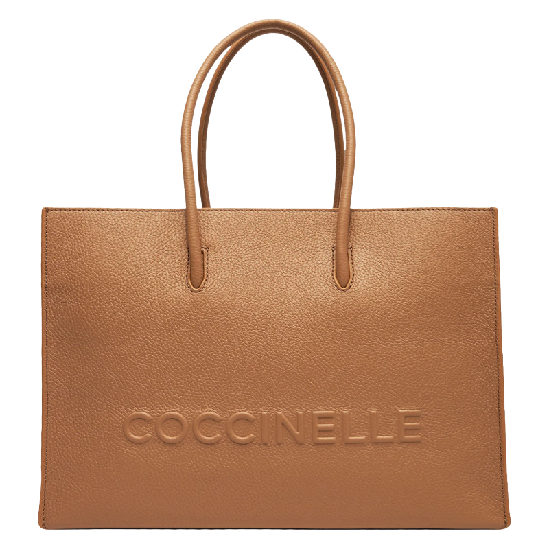 Coccinelle Women's Myrtha Maxi Log Handbag Noir 100% Cowhide Beige