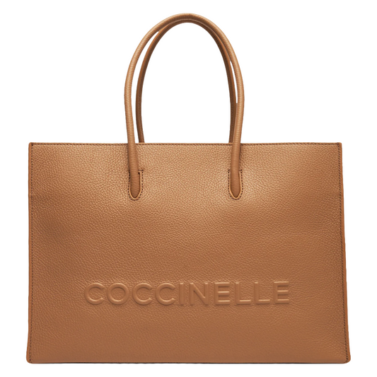 Coccinelle Women's Myrtha Maxi Log Handbag Noir 100% Cowhide Beige