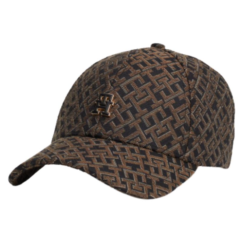 Tommy Hilfiger Women's Monogram Jacquard Baseball Cap Black & Brown O/S