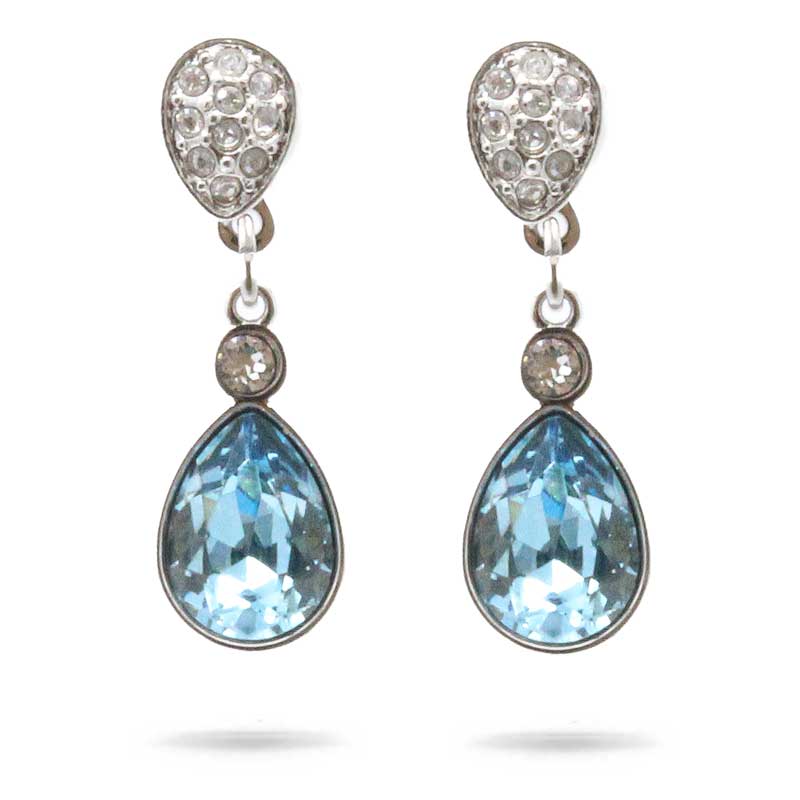 Swarovski Ocean Blue Rhodium Plated Aqua And White Crystal Earrings 5465296