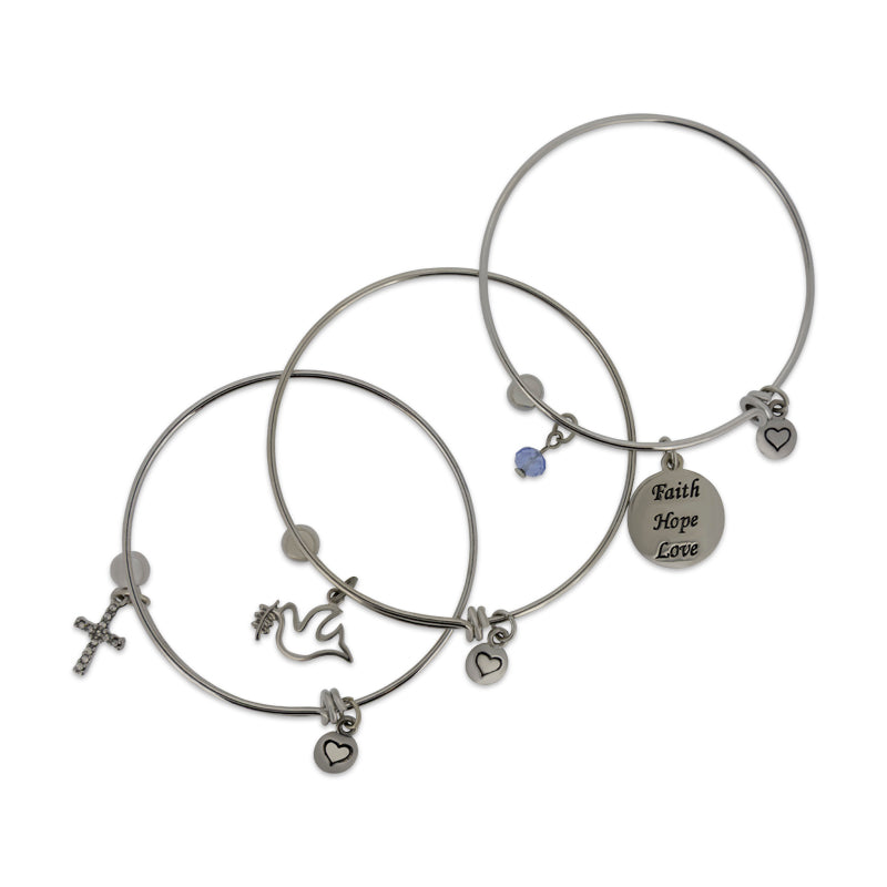 Lovita Silver Plated Bangle Faith, Hope, Love