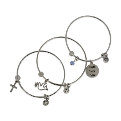 Lovita Silver Plated Bangle Faith, Hope, Love