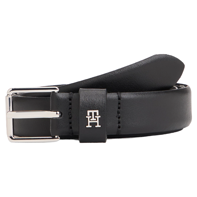 Tommy Hilfiger Square Buckle Leather Belt Black Women's AW0AW16607