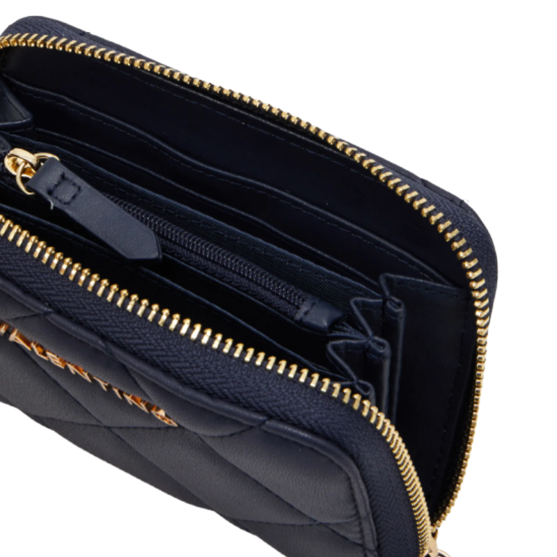 Mario Valentino Ocarina Quilted Wallet Medium Blue Women's