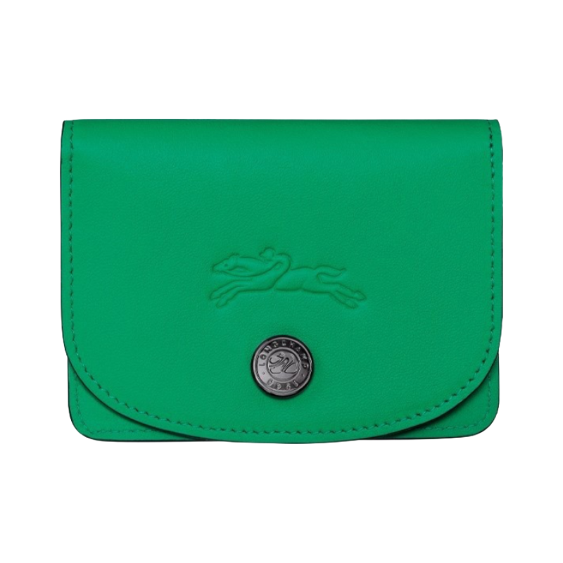 Longchamp Le Pliage Leather Card Holder Green