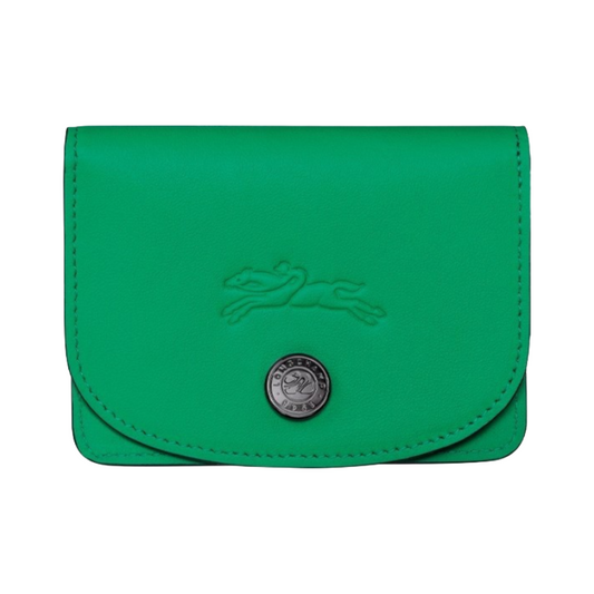 Longchamp Le Pliage Leather Card Holder Green
