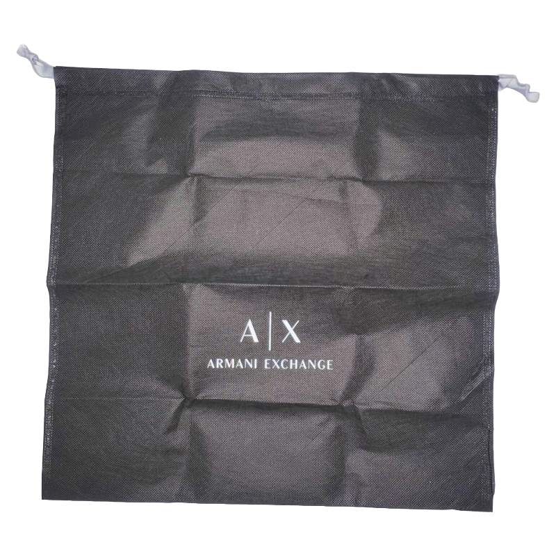 Armani Exchange Shopper Bag Black Crinkle Effect Fabric Women's