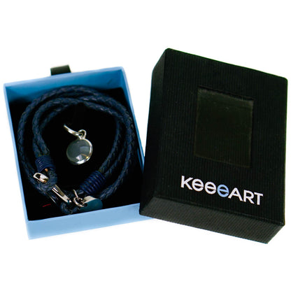 Blue bracelet braided wrap around with charm by Keeeart