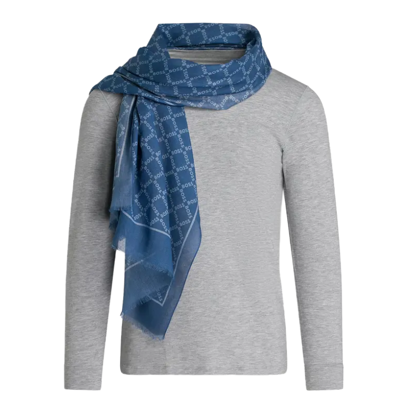 Hugo Boss Tiebe Patterned Light Blue Men's Scarf 50515155