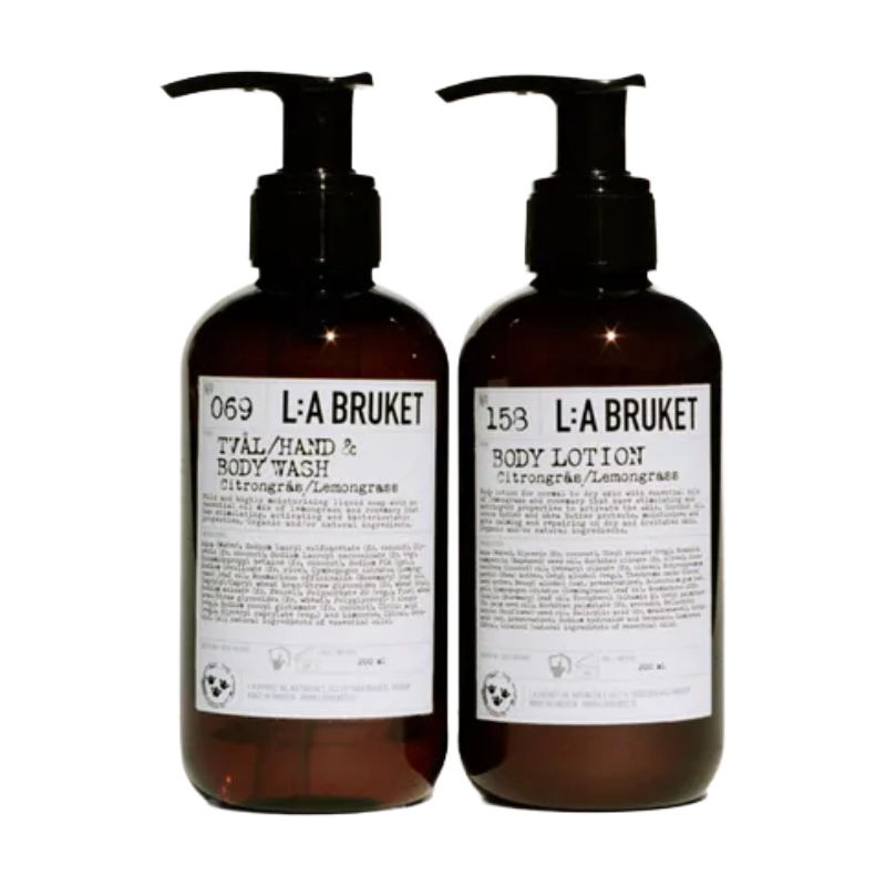 L:A Bruket Duo No 069 Flytande Tval Hand & Body Wash & No 158 Lemongrass Body Lotion 190ml Each