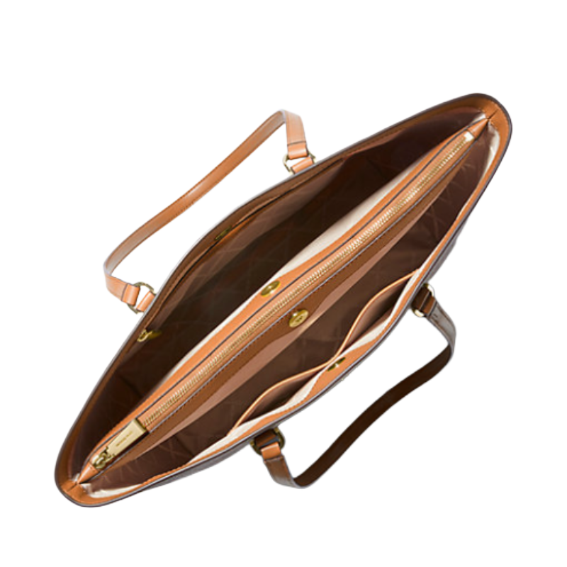 Michael Kors Temple Large Logo Tote Bag Vanilla/Acorn