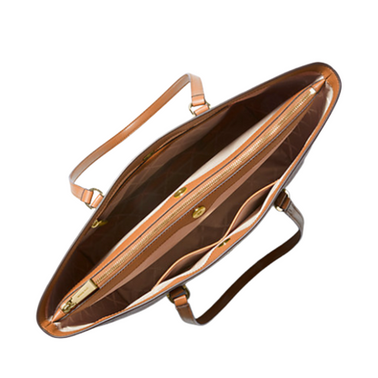 Michael Kors Temple Large Logo Tote Bag Vanilla/Acorn