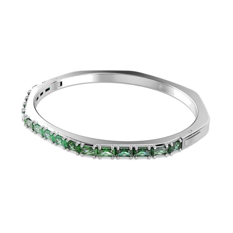 Swarovski Matrix Green Bangle: Baguette-Cut Octagon Bracelet