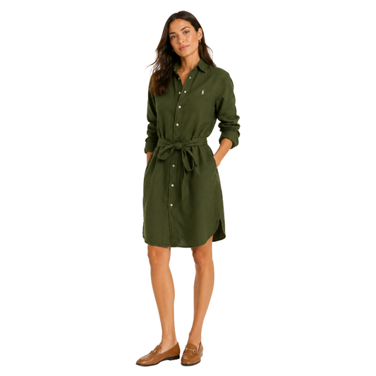 Ralph Lauren Belted Twill Shirtdress New Olive