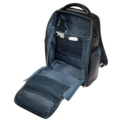 Piquadro Blue Square Large Leather Laptop Backpack 15,6"
