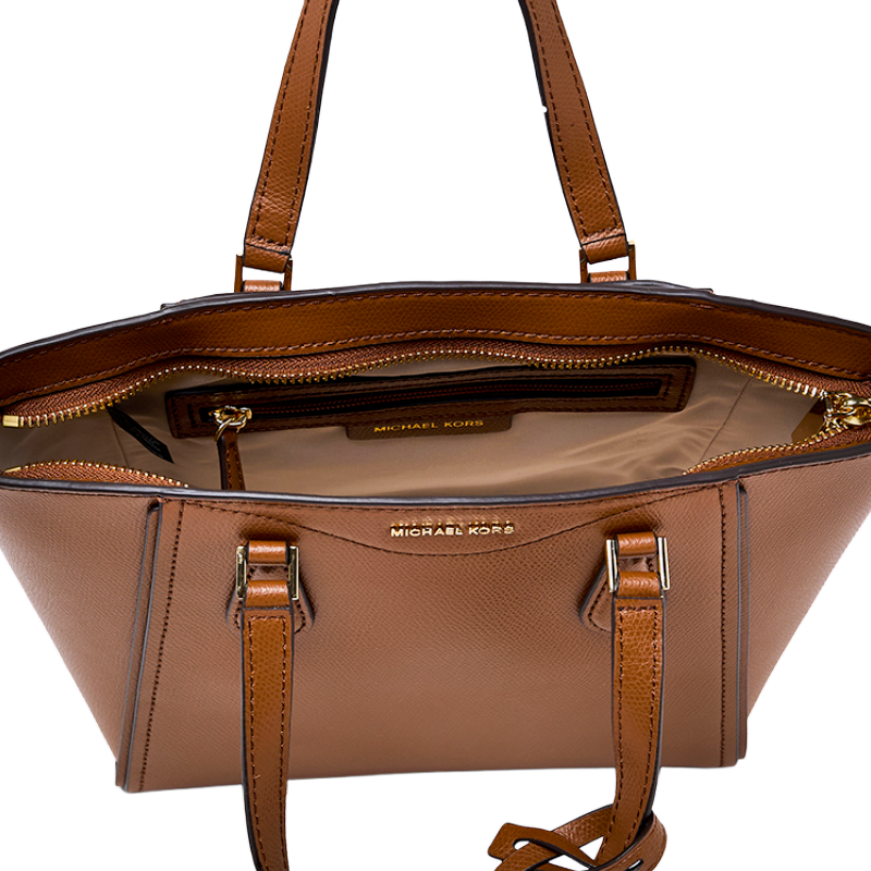 Michael Kors Taryn Leather Small Crossbody Tote Bag Brown